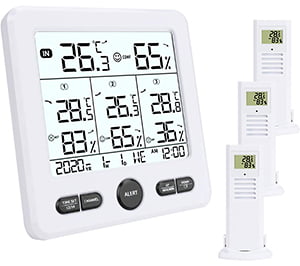 Aceshop-Wetterstation-Funk-mit-3-Aussensensor-Indoor-Outdoor-Thermometer
